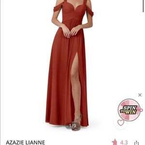 Azazie Lianne Rust Size 4 Unaltered Worn Once